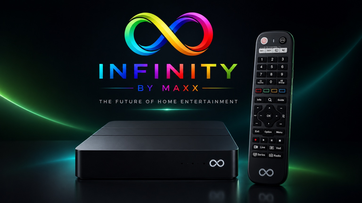 Infinity by Maxx set-top box and remote